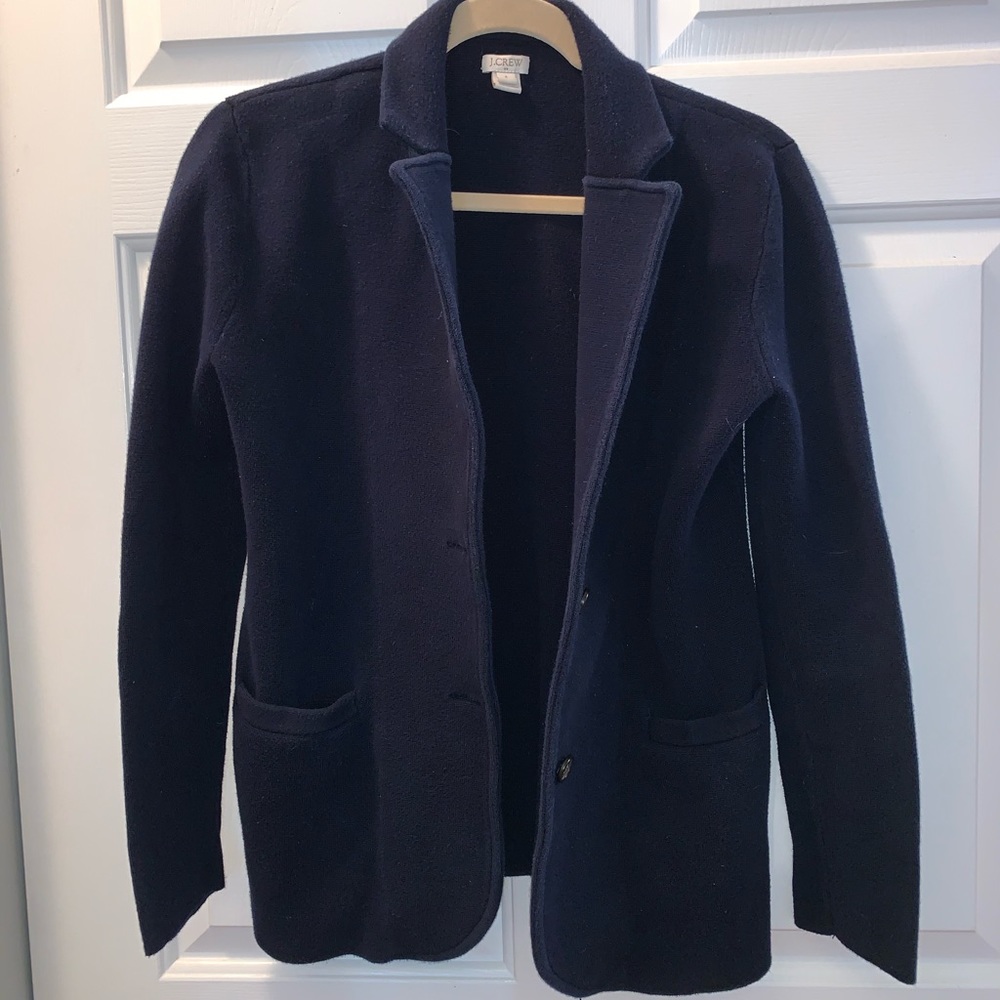 J Crew Navy Blue sweater blazer